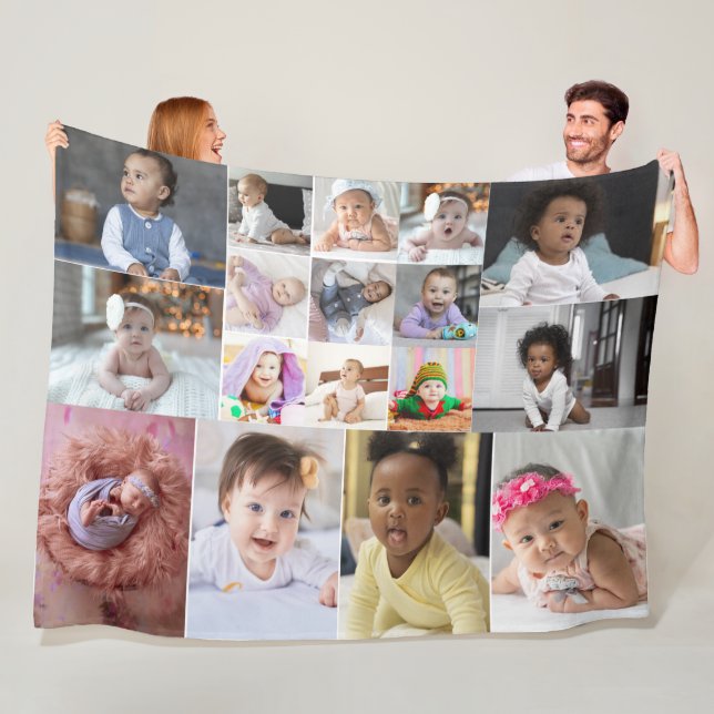 Design Your Own 17 Photo Collage  Fleece Blanket (In Situ)