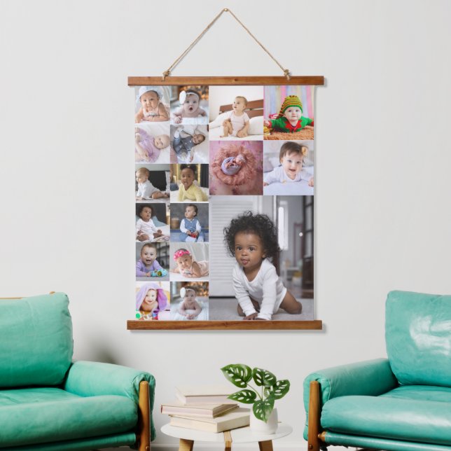 Design Your Own 17 Photo Collage  Hanging Tapestry (Living Room)