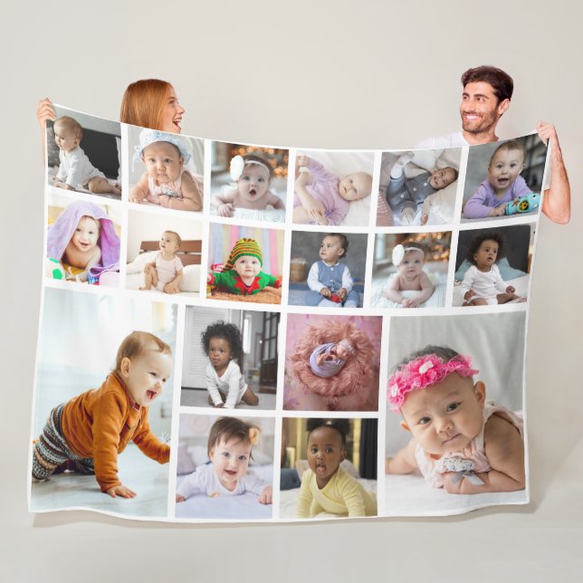 Design Your Own 18 Photo Collage  Fleece Blanket (In Situ)