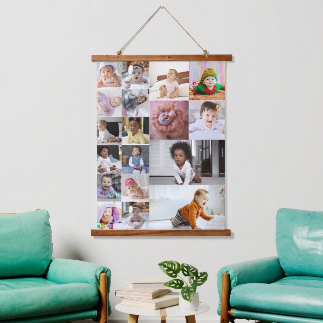 Design Your Own 18 Photo Collage  Hanging Tapestry (Living Room)