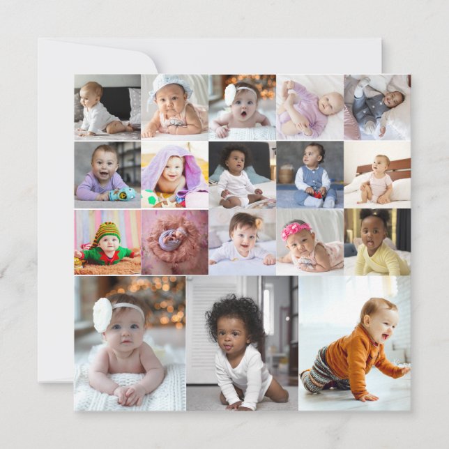 Design Your Own 18 Photo Collage Holiday Card (Front)