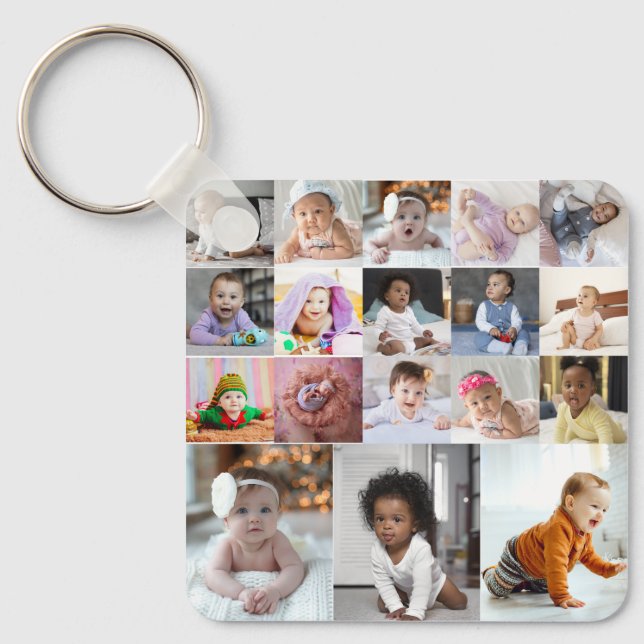 Design Your Own 18 Photo Collage Keychain (Front)