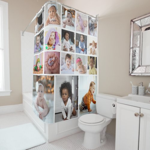 Design Your Own 18 Photo Collage Shower Curtain