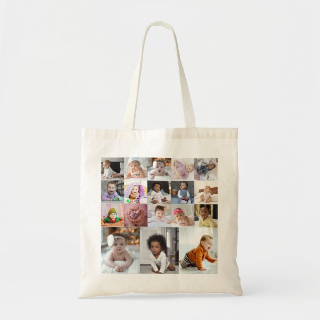 Design Your Own 18 Photo Collage Tote Bag (Front)
