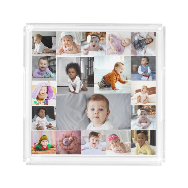 Design Your Own 19 Photo Collage Acrylic Tray (Front)