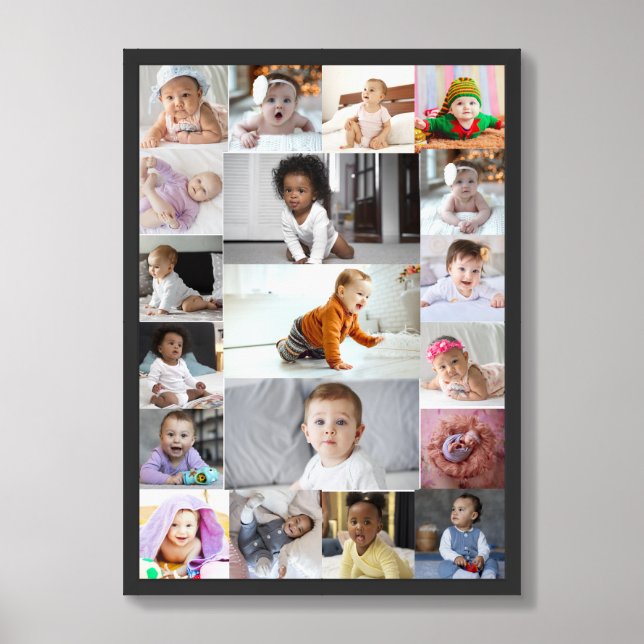 Design Your Own 19 Photo Collage Framed Art (Framed Front)