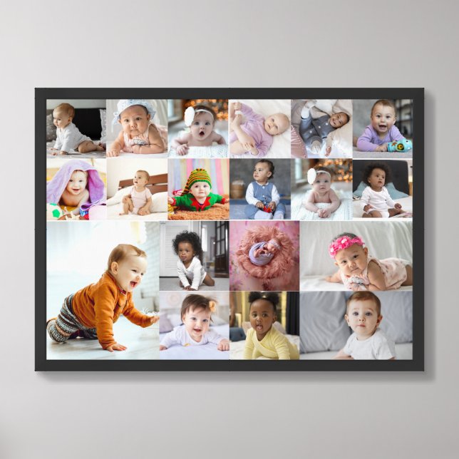Design Your Own 19 Photo Collage Framed Art (Framed Front)