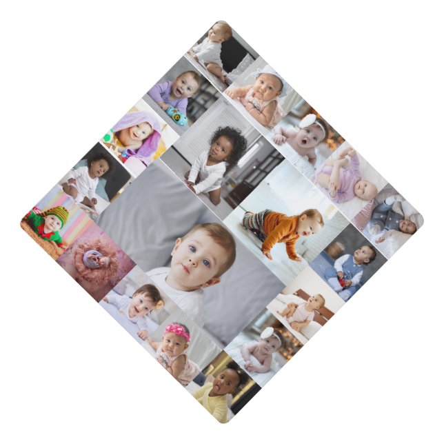 Design Your Own 19 Photo Collage Graduation Cap Topper (Front)