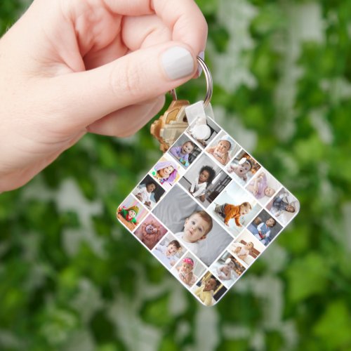 Design Your Own 19 Photo Collage Keychain
