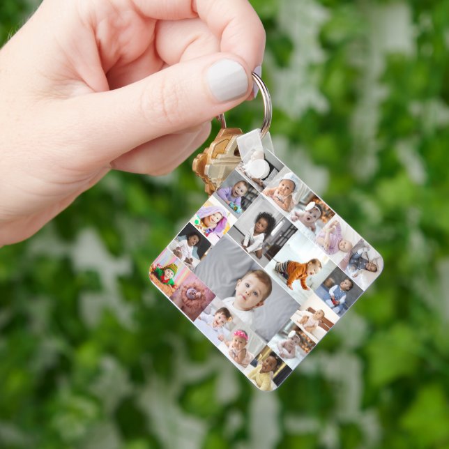 Design Your Own 19 Photo Collage Keychain (Hand)