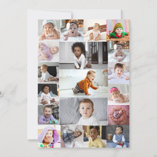 Design Your Own 19 Photo Collage  Note Card (Front)