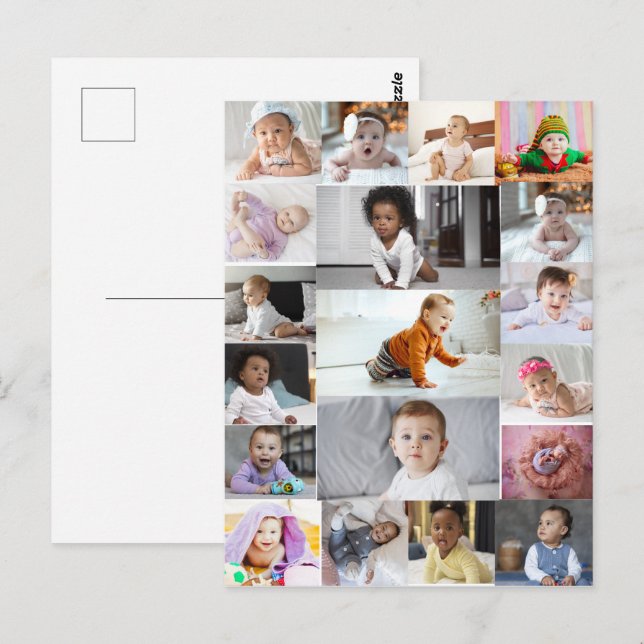 Design Your Own 19 Photo Collage  Postcard (Front/Back)
