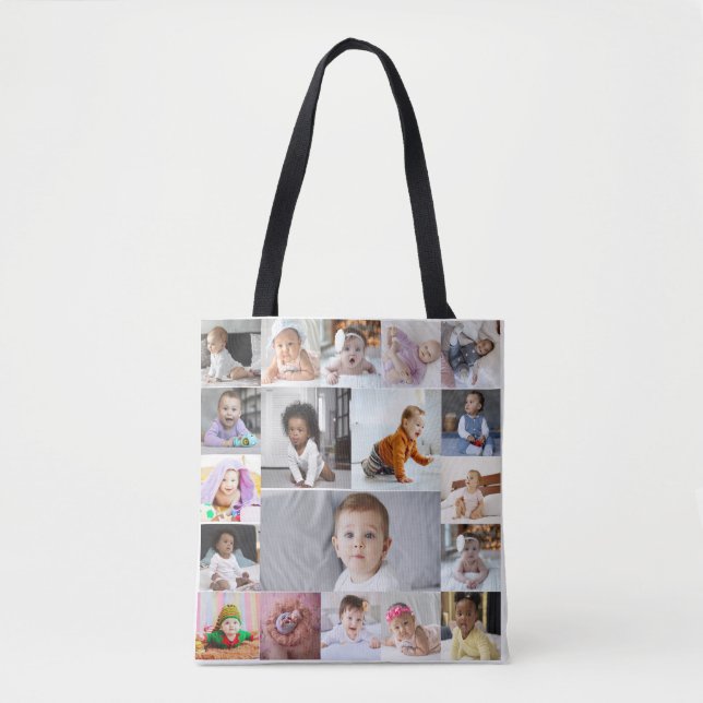 Design Your Own 19 Photo Collage Tote Bag (Front)