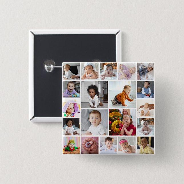 Design Your Own 20 Photo Collage Button (Front & Back)