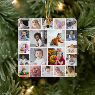 Design Your Own 20 Photo Collage Ceramic Ornament