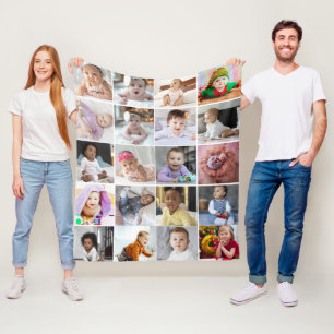 Design Your Own 20 Photo Collage  Fleece Blanket