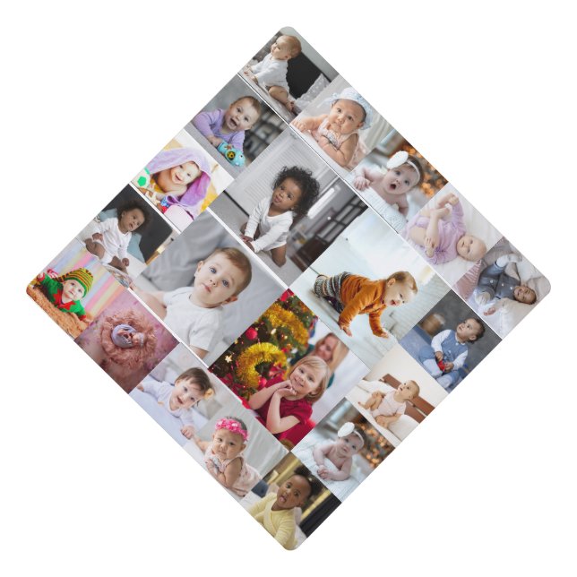 Design Your Own 20 Photo Collage Graduation Cap Topper (Front)