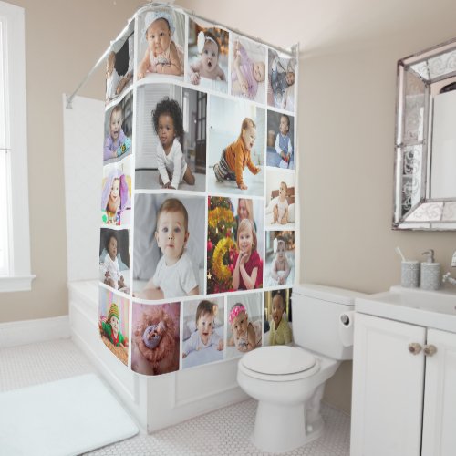 Design Your Own 20 Photo Collage Shower Curtain