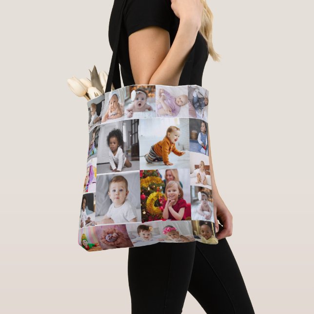 Design Your Own 20 Photo Collage Tote Bag (Close Up)