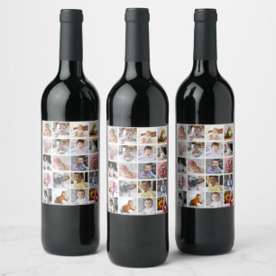 Design Your Own 20 Photo Collage Wine Label