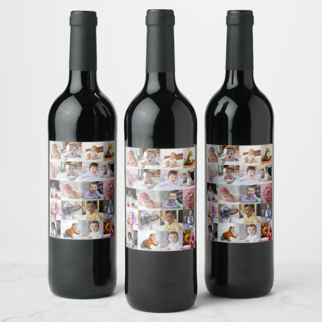 Design Your Own 20 Photo Collage  Wine Label (Bottles)