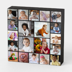 Design Your Own 20 Photo Collage Wooden Box Sign
