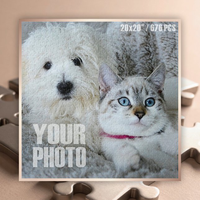 Design Your Own 20x20”/676 Pieces Custom Pet Photo Jigsaw Puzzle (Custom Photo Puzzle - 20x20" / 676 Pieces)