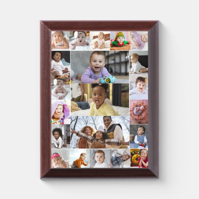 Design Your Own 21 Photo Collage Award Plaque (Vertical)