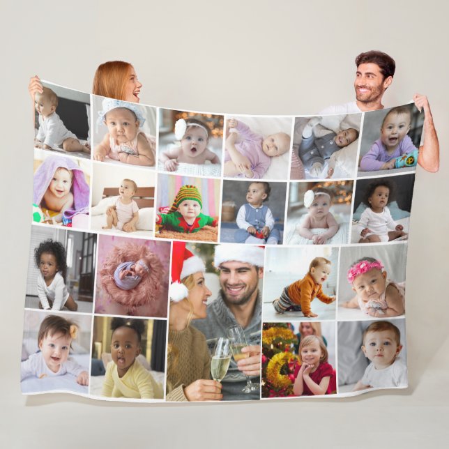 Design Your Own 21 Photo Collage Fleece Blanket (In Situ)