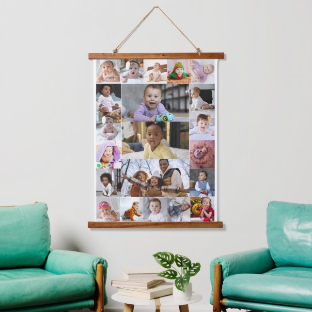 Design Your Own 21 Photo Collage Hanging Tapestry (Living Room)