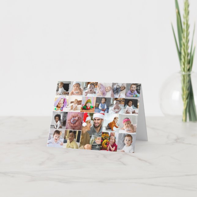 Design Your Own 21 Photo Collage Holiday Card (Front)