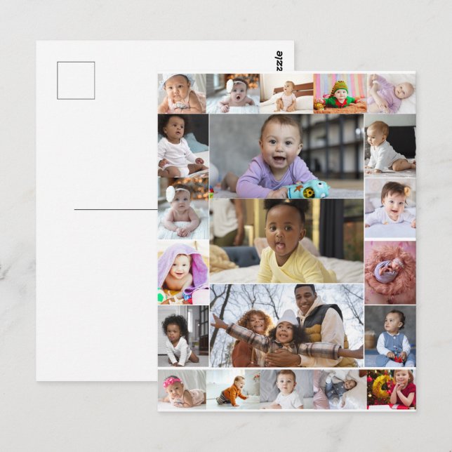 Design Your Own 21 Photo Collage Postcard (Front/Back)