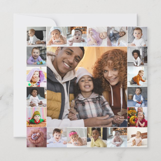 Design Your Own 21 Photo Collage Thank You Card (Front)