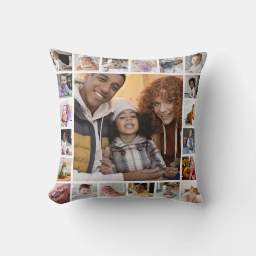 Design Your Own 21 Photo Collage Throw Pillow