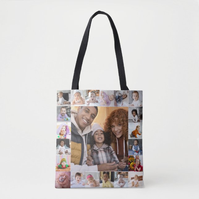 Design Your Own 21 Photo Collage Tote Bag (Front)