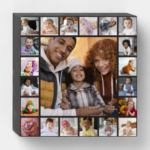 Design Your Own 21 Photo Collage Wooden Box Sign