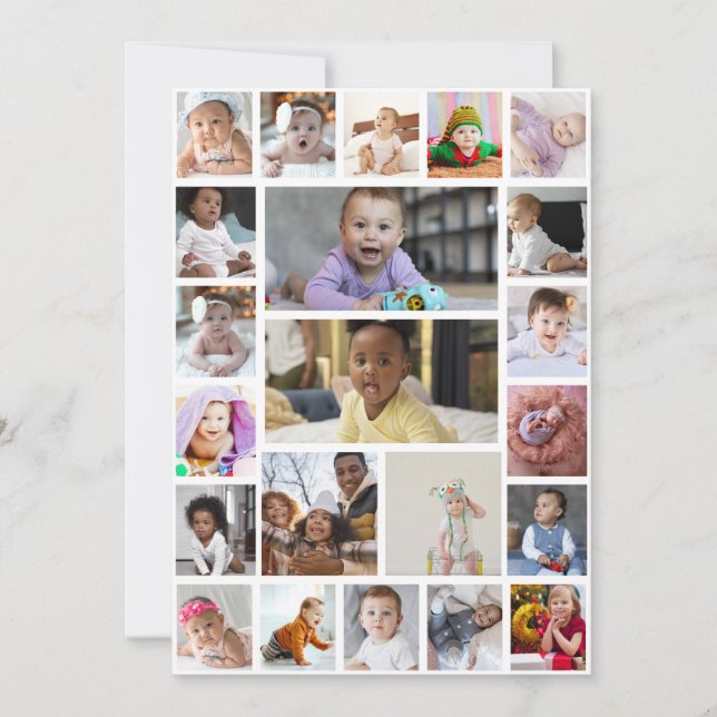 Design Your Own 22 Photo Collage Framed Art Holiday Card (Front)