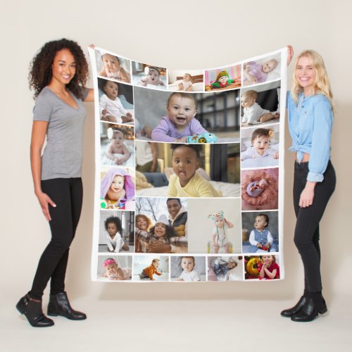 Design Your Own 22 Photo Collage Poster Fleece Blanket