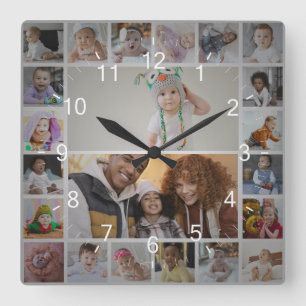 Design Your Own 22 Photo Collage Square Wall Clock