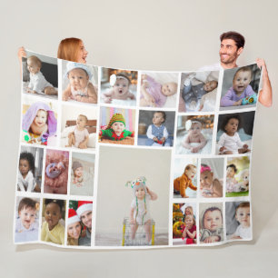 Design Your Own 25 Photo Collage Fleece Blanket