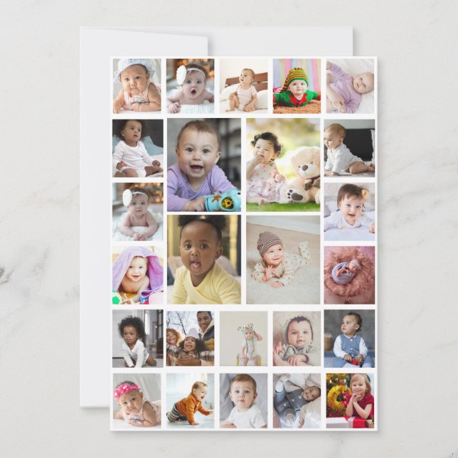 Design Your Own 25 Photo Collage Framed Art Note Card (Front)