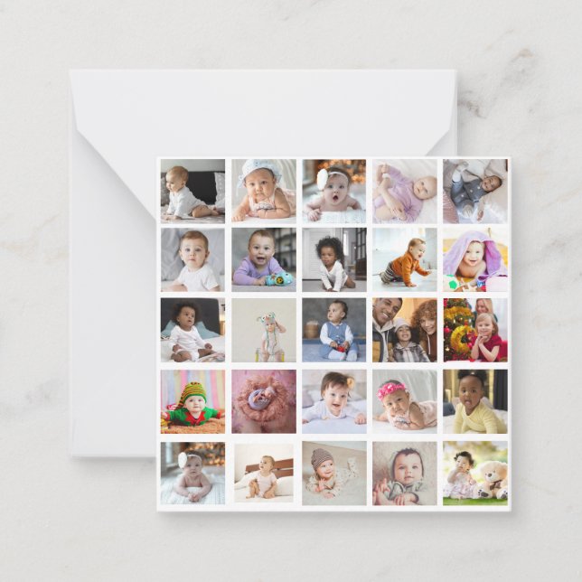 Design Your Own 25 Photo Collage Note Card (Front)
