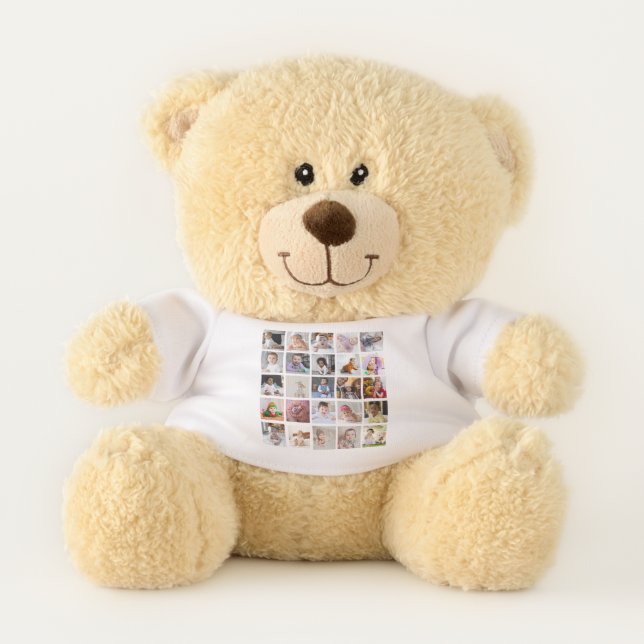Design Your Own 25 Photo Collage Teddy Bear (Front)