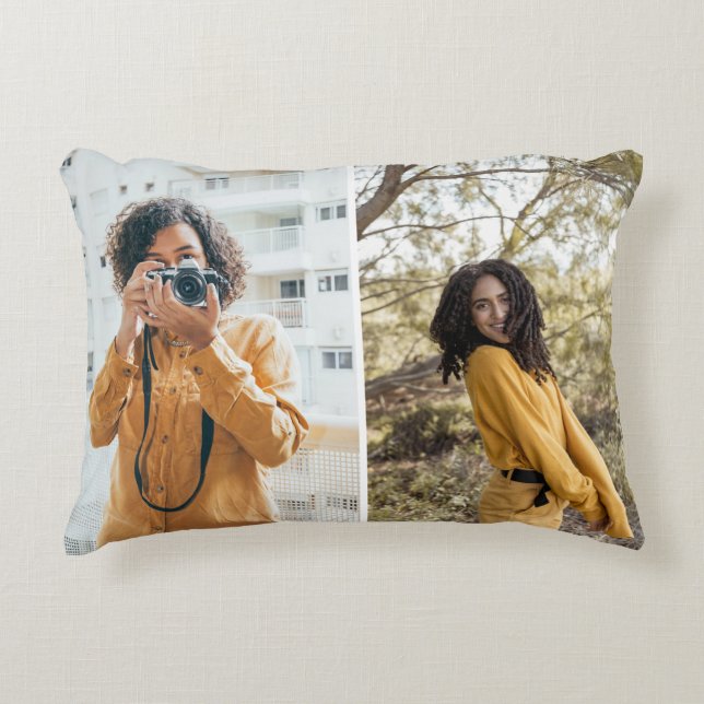 Design Your Own 2 Photo Collage Accent Pillow (Front)