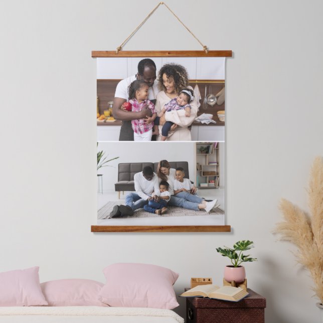 Design Your Own 2 Photo Collage Hanging Tapestry (Bedroom)