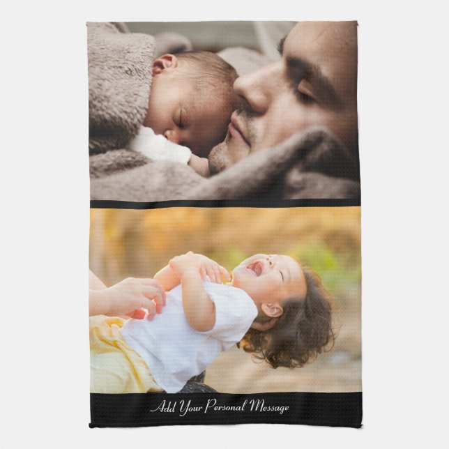 Design Your Own 2 Photo Collage Kitchen Towel (Vertical)