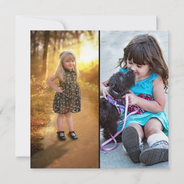 Design Your Own 2 Photo Collage Thank You Card (Front)