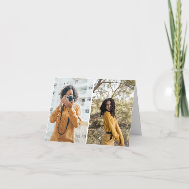 Design Your Own 2 Photo Collage Thank You Card (Front)