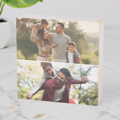 Design Your Own 2 Photo Collage Wooden Box Sign