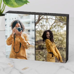 Design Your Own 2 Photo Collage Wooden Box Sign